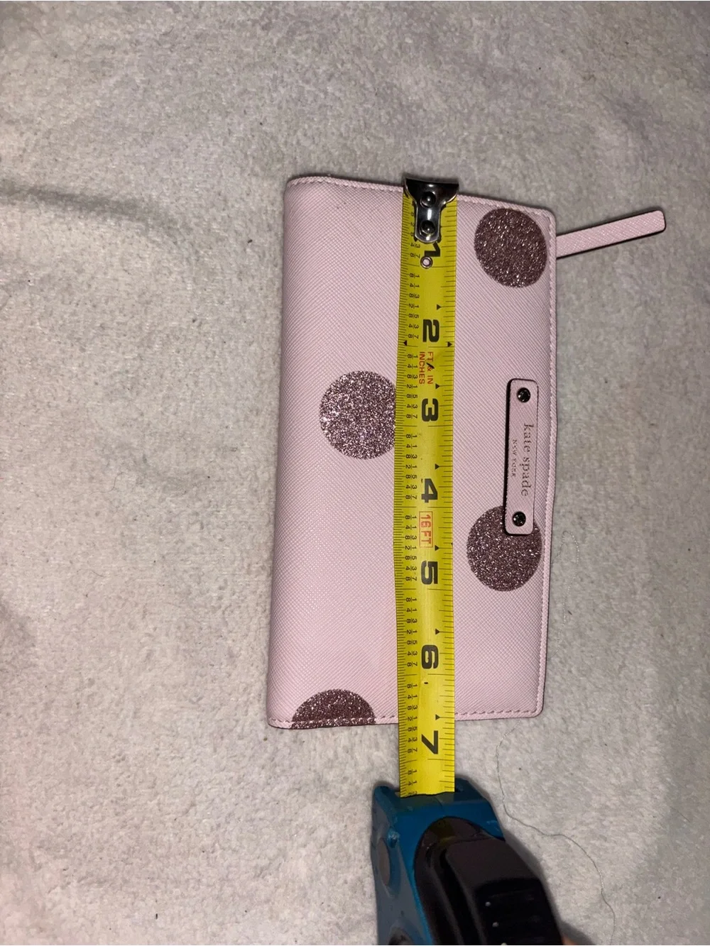 kate spade Pink Tote with Rose Gold Glitter Polka Dots and Matching Wallet